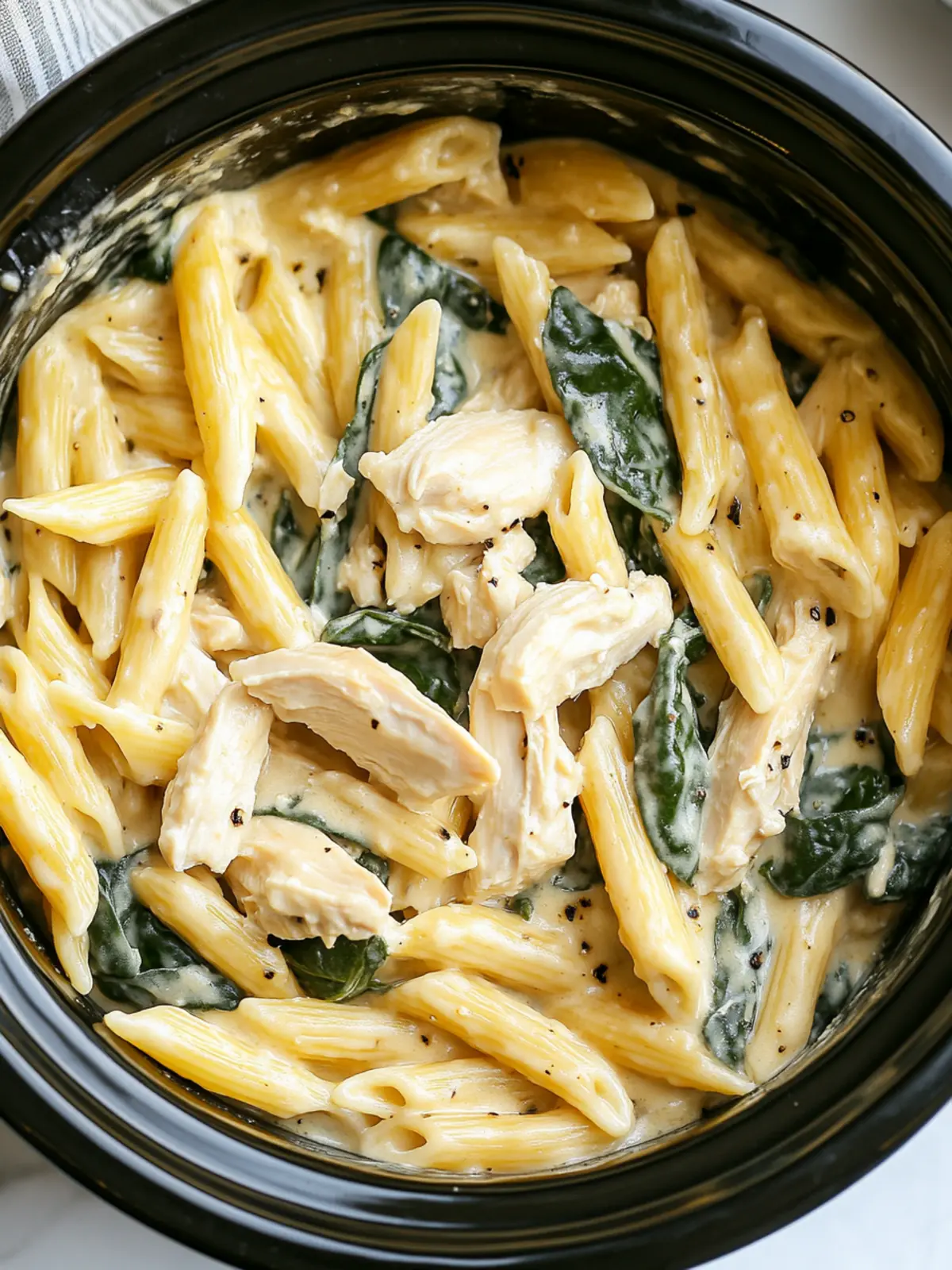 Delicious Crockpot Chicken and Spinach Pasta You'll Love 3 Crockpot Chicken and Spinach Pasta