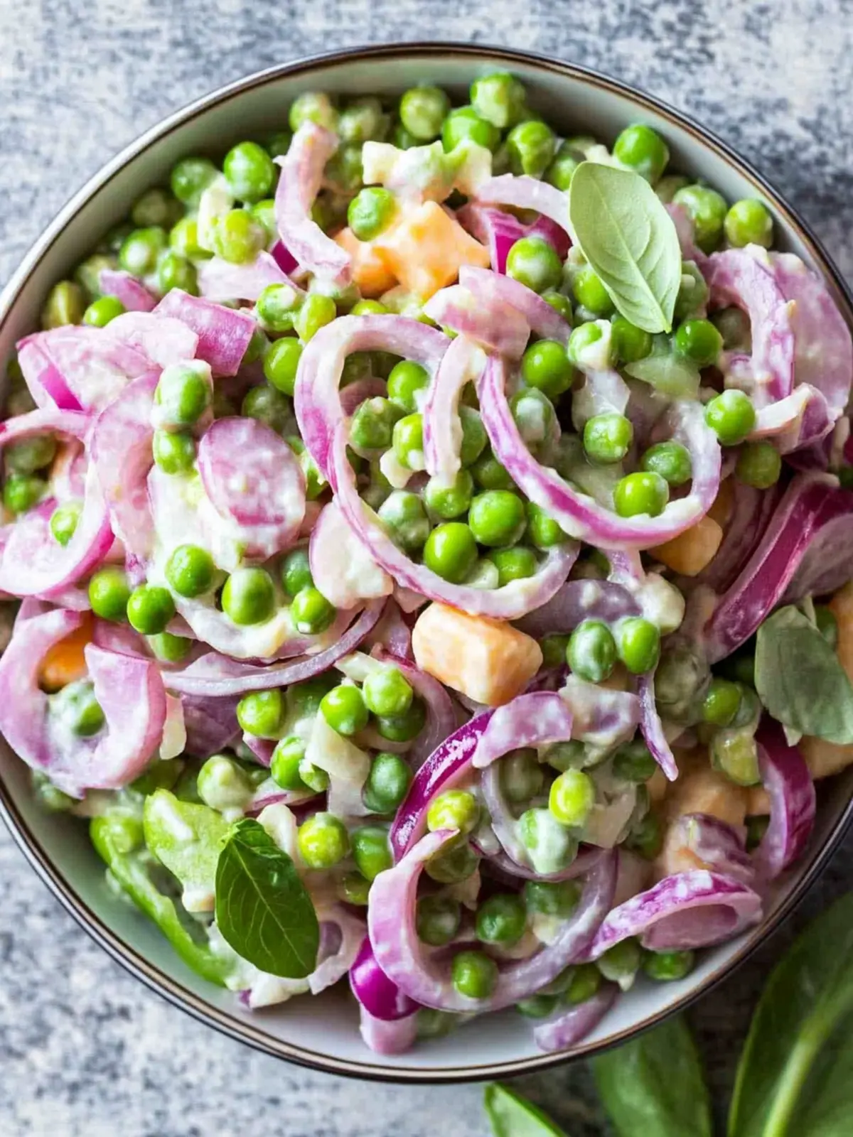 Delicious Pea Salad with Red Onions and Cheese to Wow Your Family 2 Pea Salad with Red Onions and Cheese