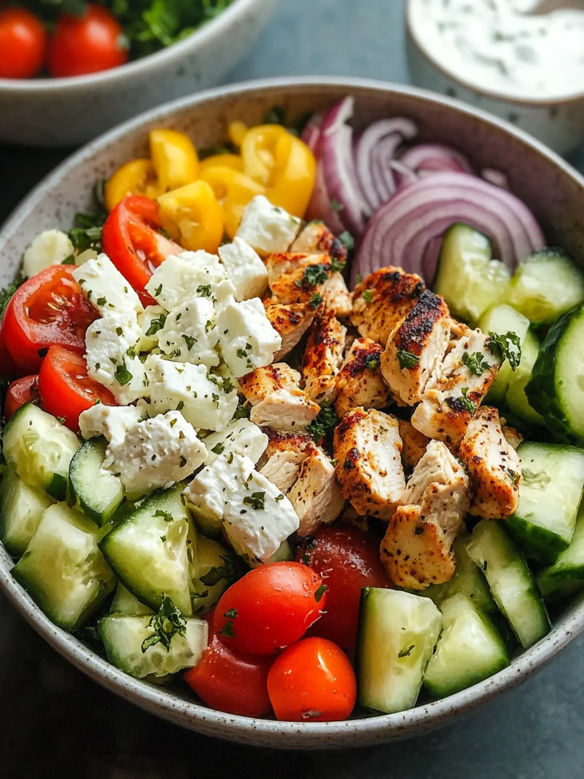 Savor Greek Chicken Bowls with Fresh Tzatziki Bliss 3 Greek Chicken Bowls